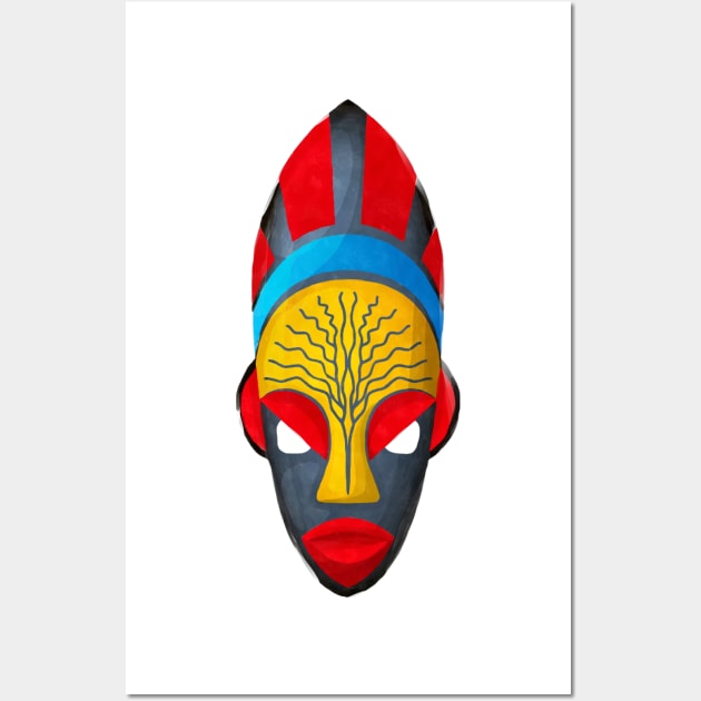 Watercolor  tribal mask Wall Art by lirch